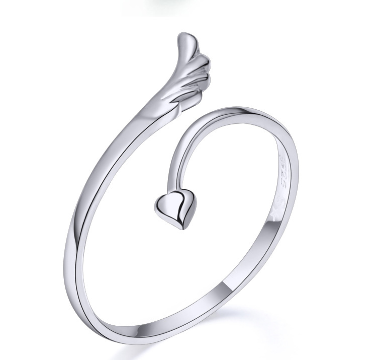 Fashion Angel Wings Heart Shape Alloy Plating Open Ring 1 Piece display picture 7