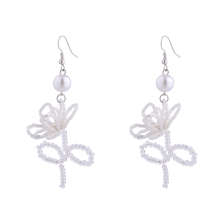 Fashion Flower Beaded Pearl Drop Earrings 1 Pair display picture 2