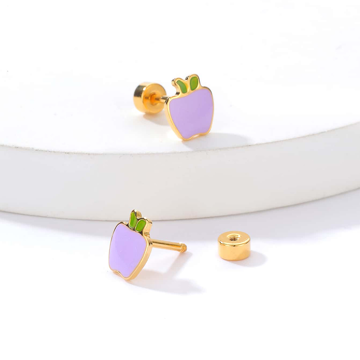Fashion Apple Stainless Steel Ear Studs display picture 12