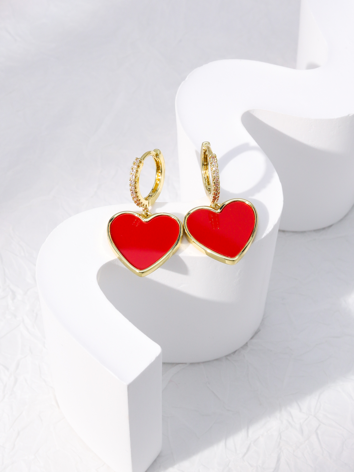 Classic Style Heart Shape Copper Drop Earrings Zircon Copper Earrings display picture 1