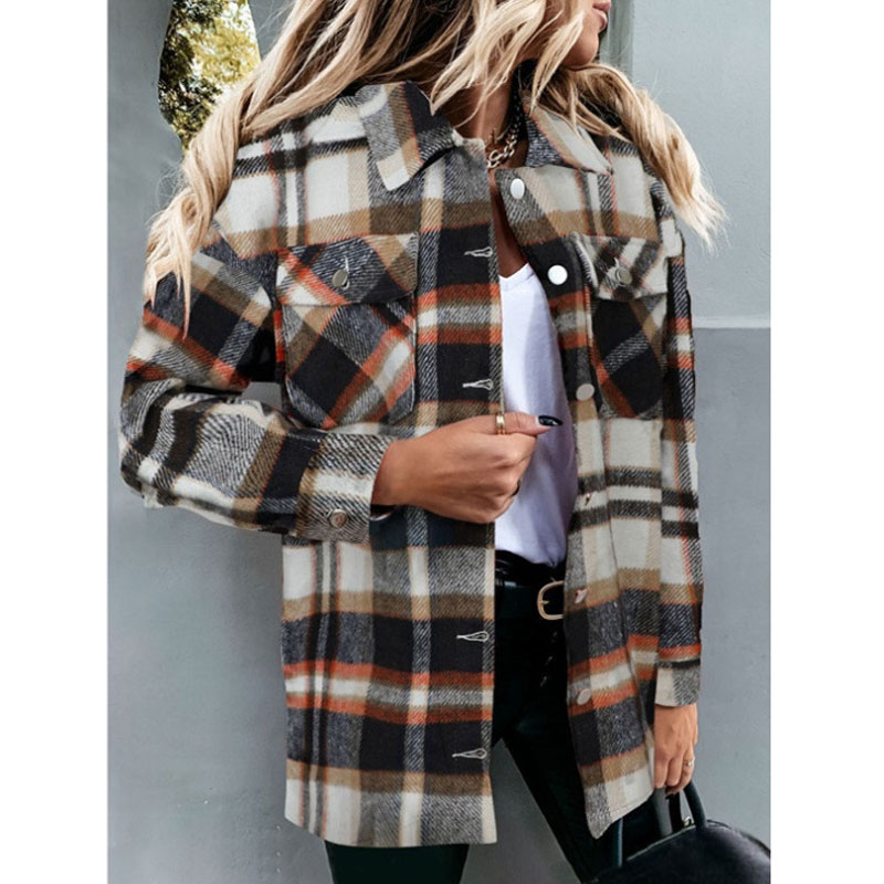 Casual Tartan Casual Jacket Single Breasted Buckle Cotton Coat display picture 1