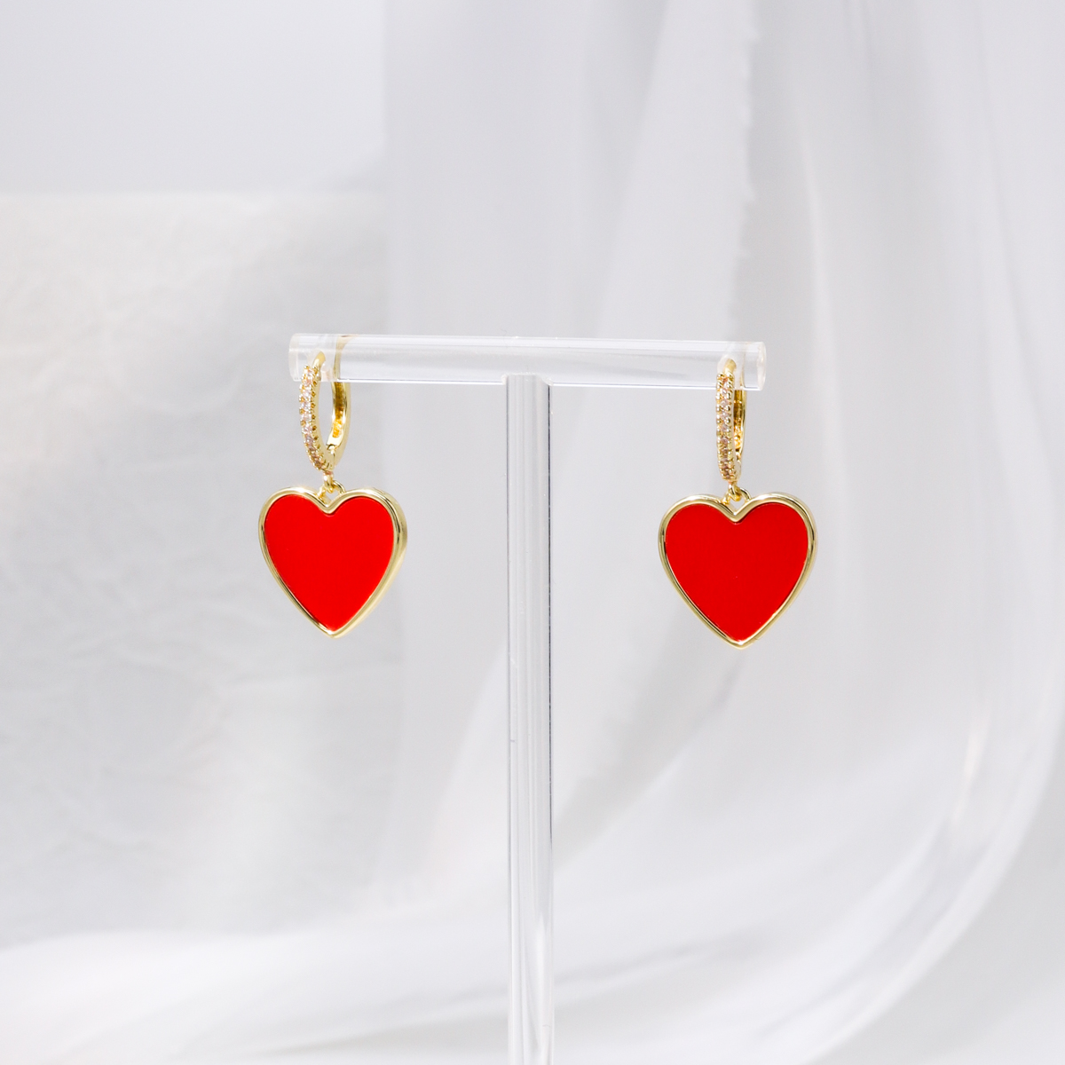 Classic Style Heart Shape Copper Drop Earrings Zircon Copper Earrings display picture 2