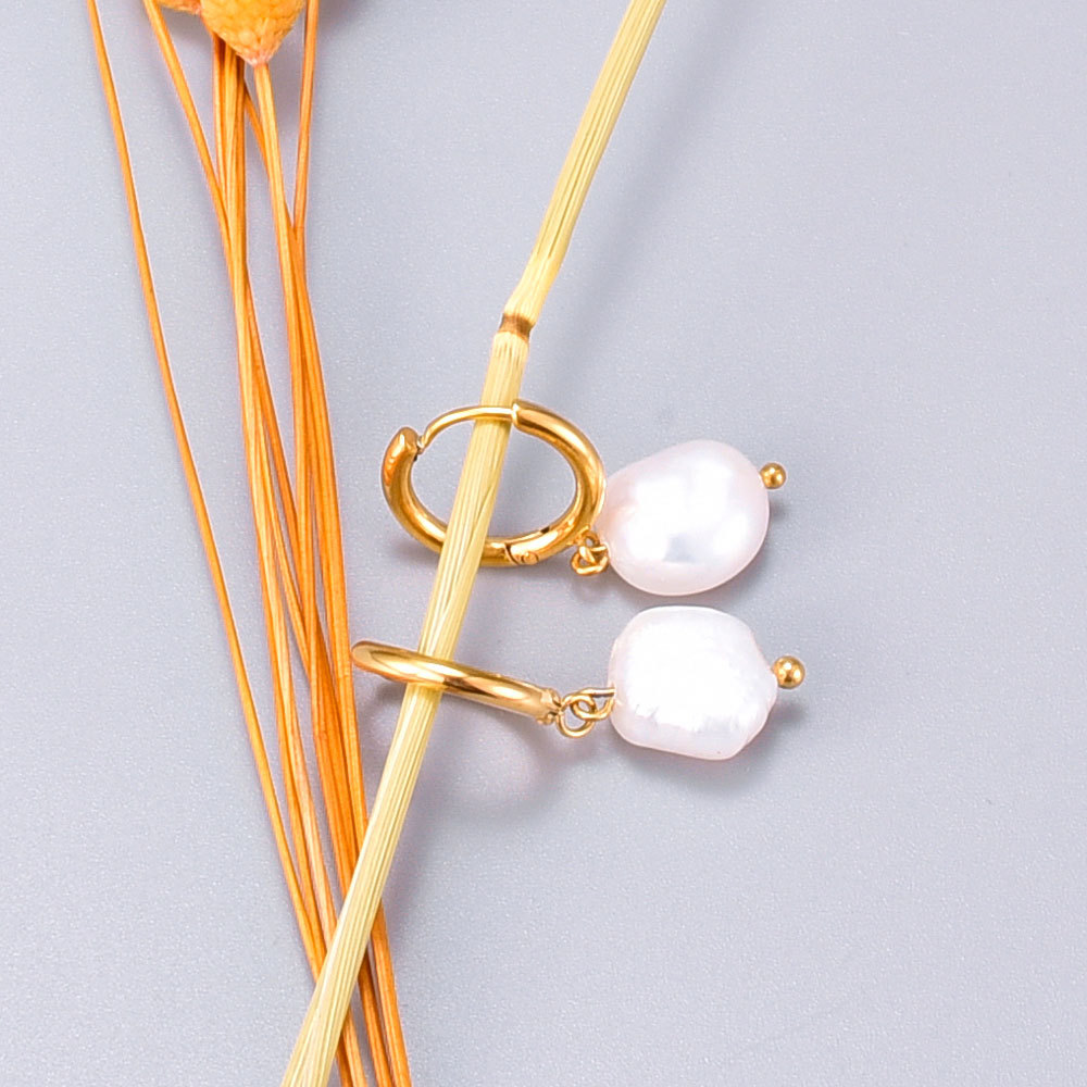 Elegant Geometric Plating Titanium Steel Pearl Drop Earrings display picture 2