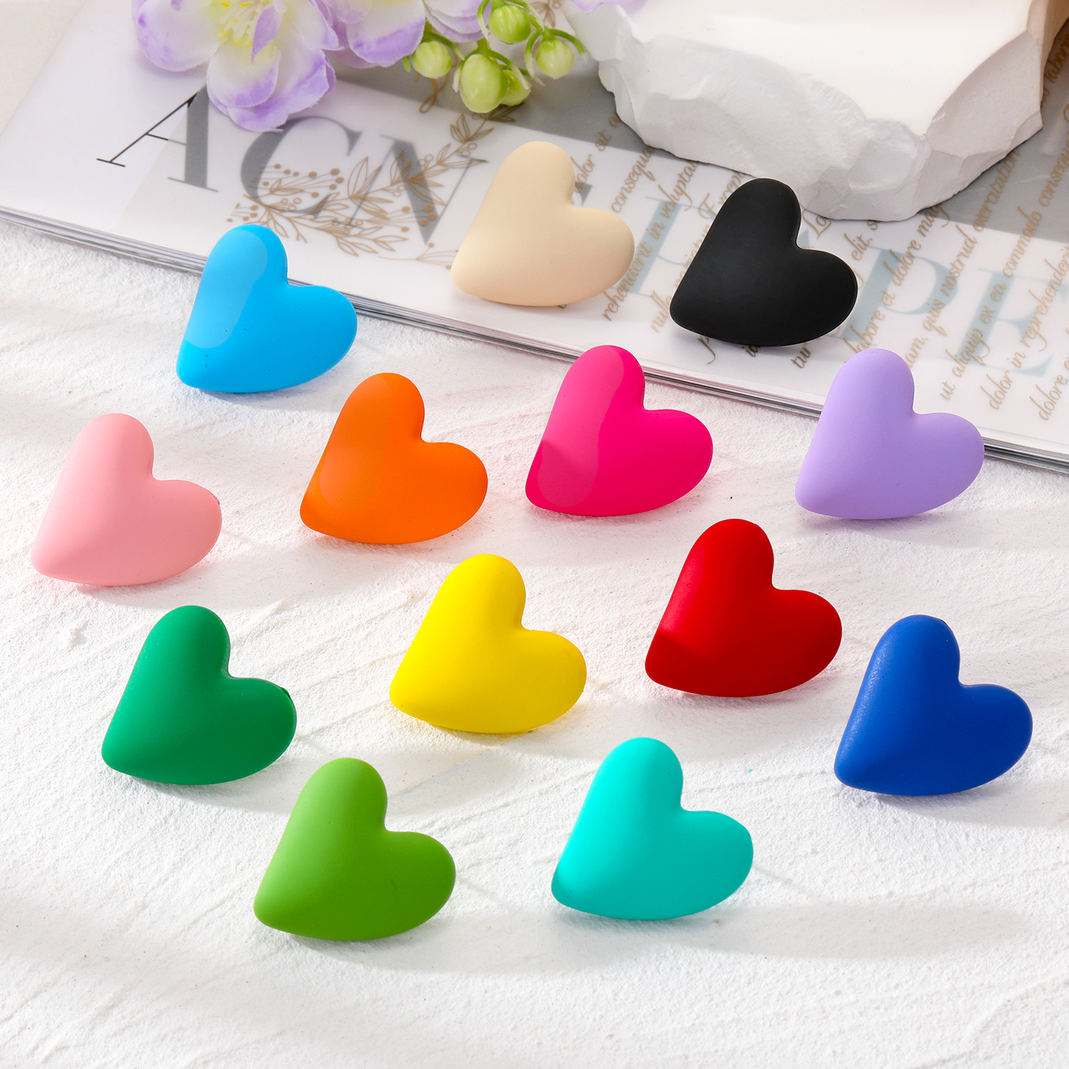 Wholesale Jewelry 1 Pair Cute Heart Shape Alloy Resin Ear Studs display picture 1