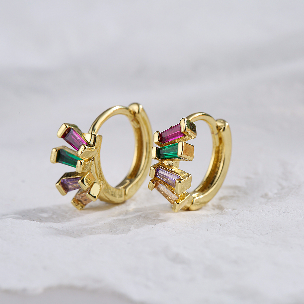 Fashion Colorful Copper Earrings Inlay Zircon Copper Earrings display picture 3