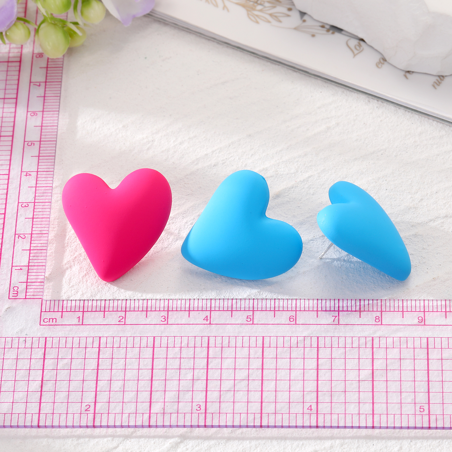 Wholesale Jewelry 1 Pair Cute Heart Shape Alloy Resin Ear Studs display picture 8