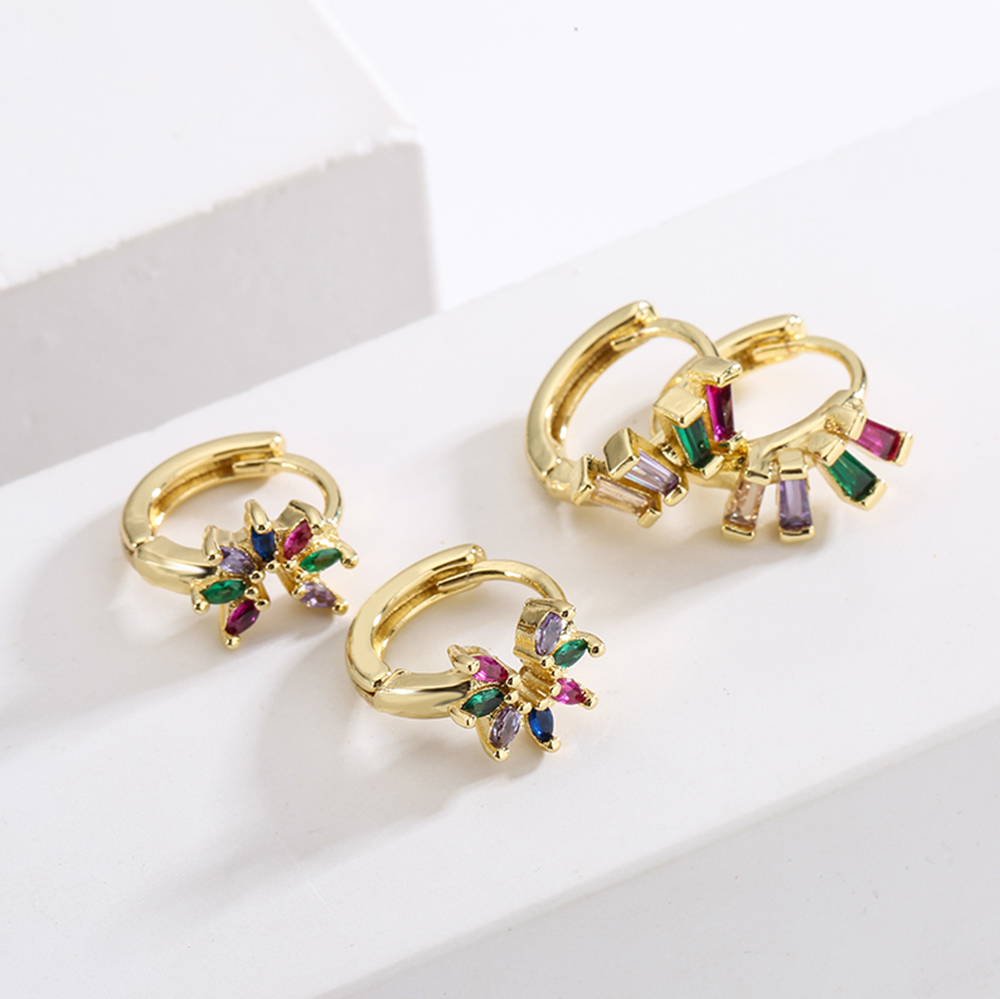 Fashion Colorful Copper Earrings Inlay Zircon Copper Earrings display picture 4