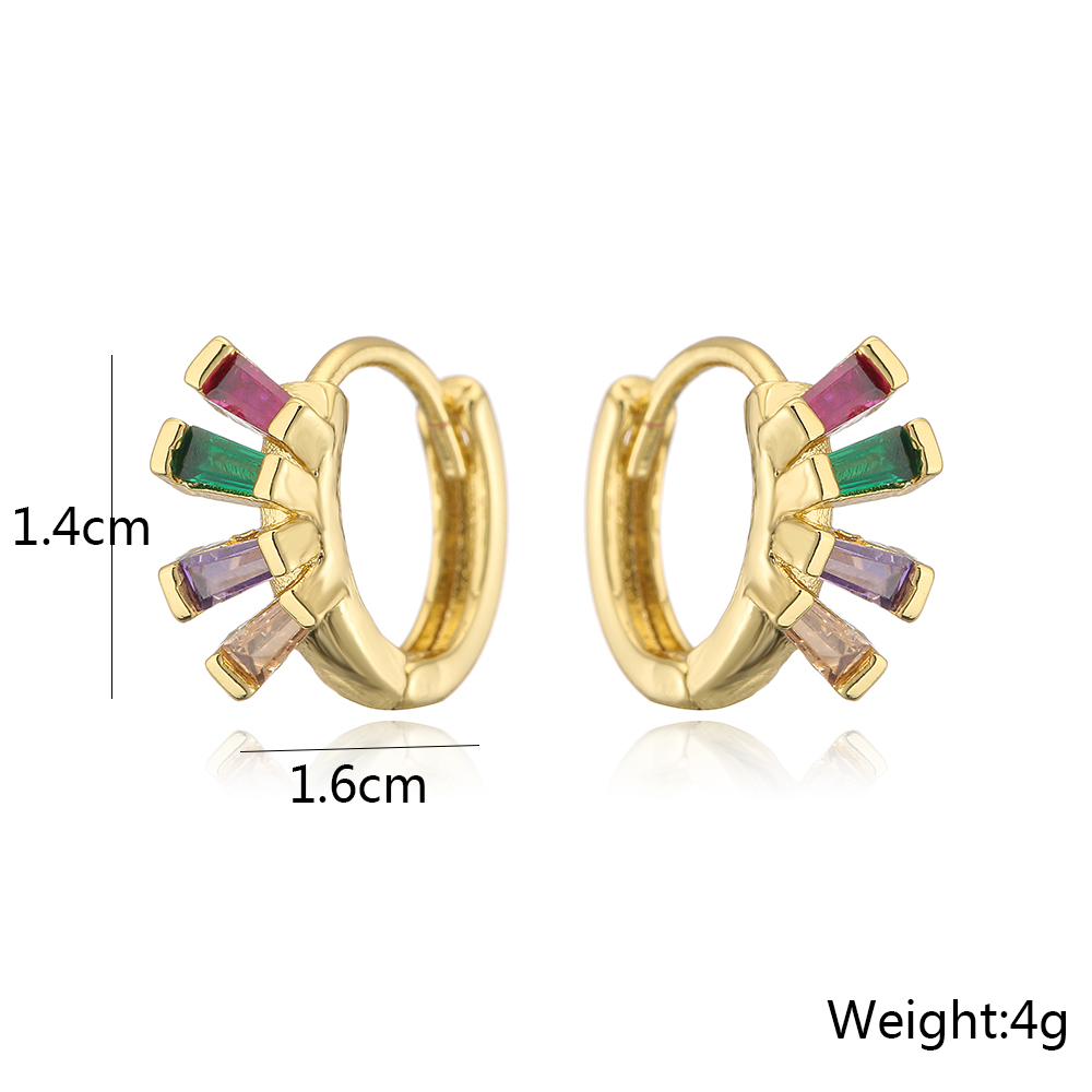 Fashion Colorful Copper Earrings Inlay Zircon Copper Earrings display picture 6