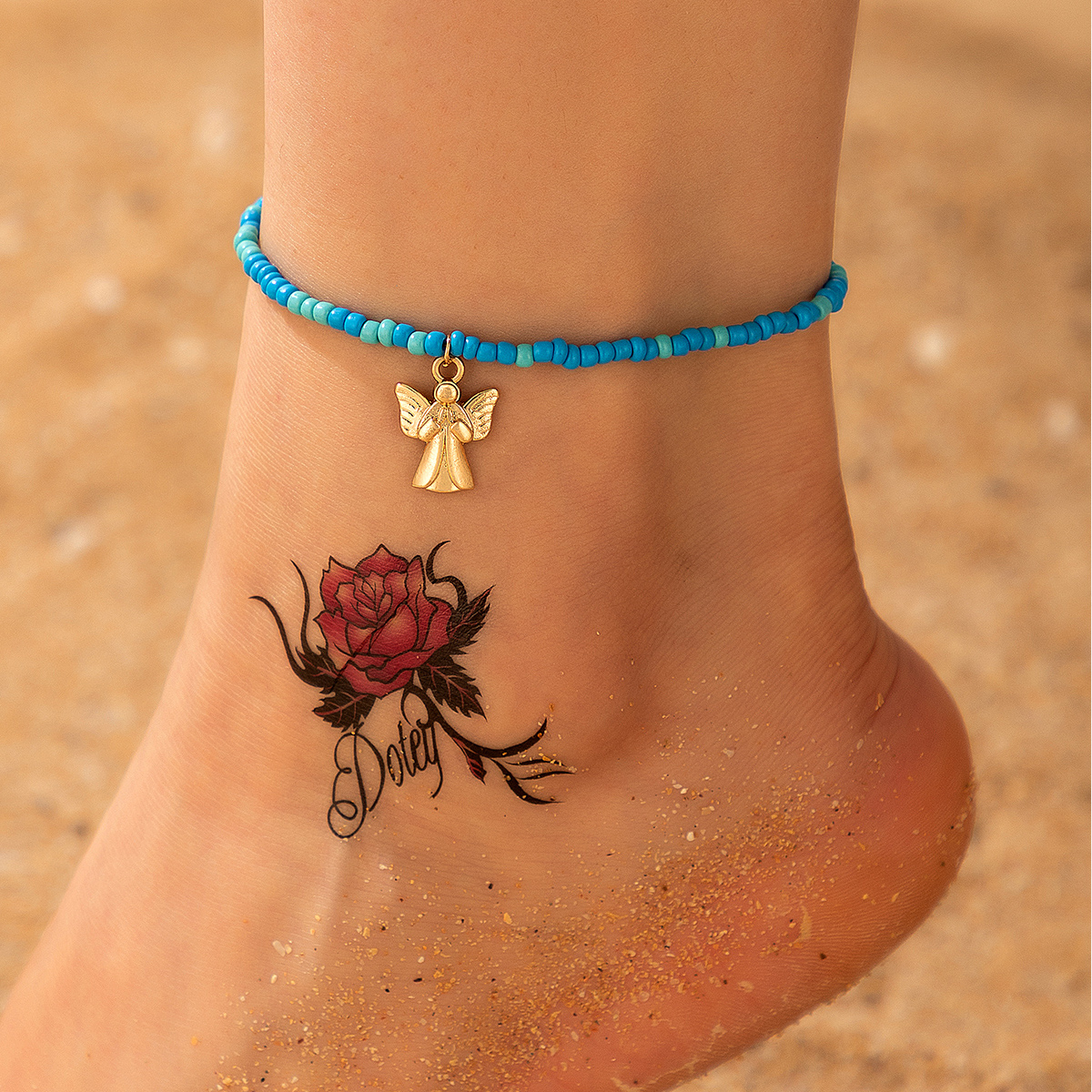 Beach Geometric Alloy Beaded Anklet display picture 1