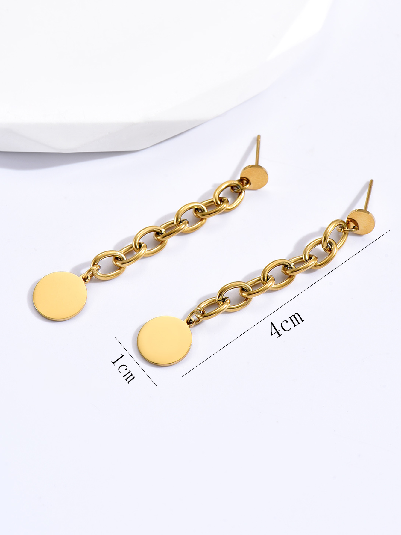 1 Pair Fashion Geometric Chain Stainless Steel 14K Gold Plated Drop Earrings display picture 2