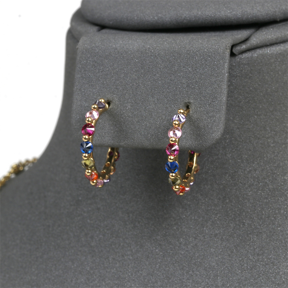 Luxuriös Geometrisch Kupfer Inlay Zirkon Ringe Ohrringe Halskette display picture 6