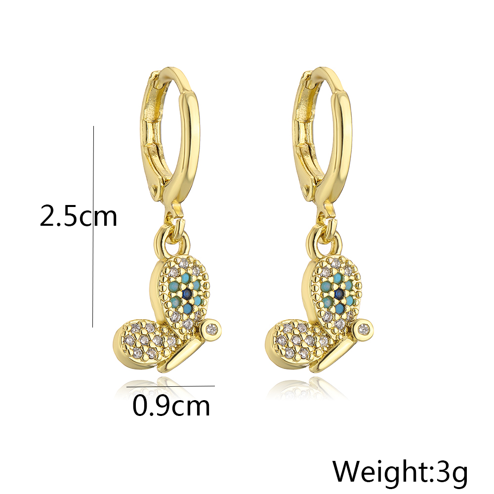 Fashion Moon Owl Crown Copper Drop Earrings Inlay Zircon Copper Earrings display picture 7