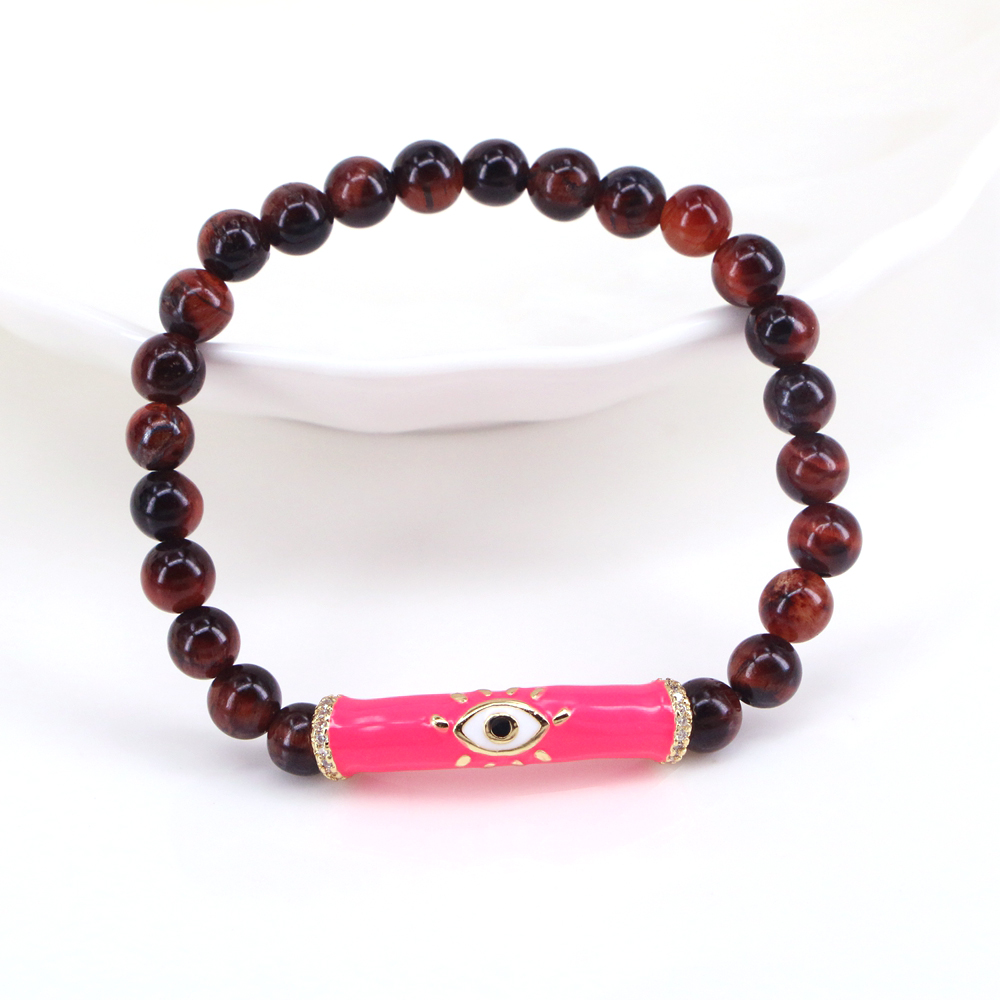 Estilo Simple Ojo Cobre Pulsera Con Cuentas Esmalte Chapado En Oro Pulseras De Cobre display picture 9