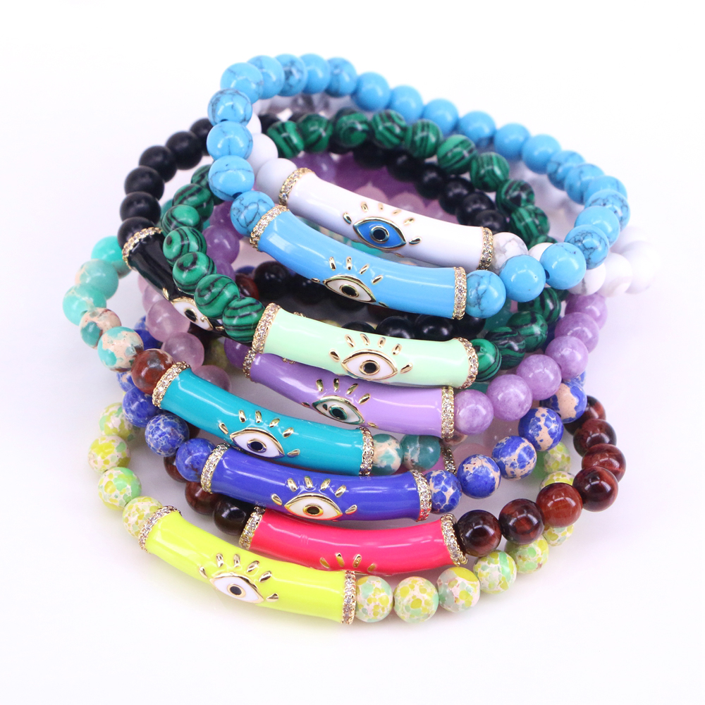 Style Simple Œil Le Cuivre Bracelets Perlé Émail Plaqué Or Bracelets De Cuivre display picture 12