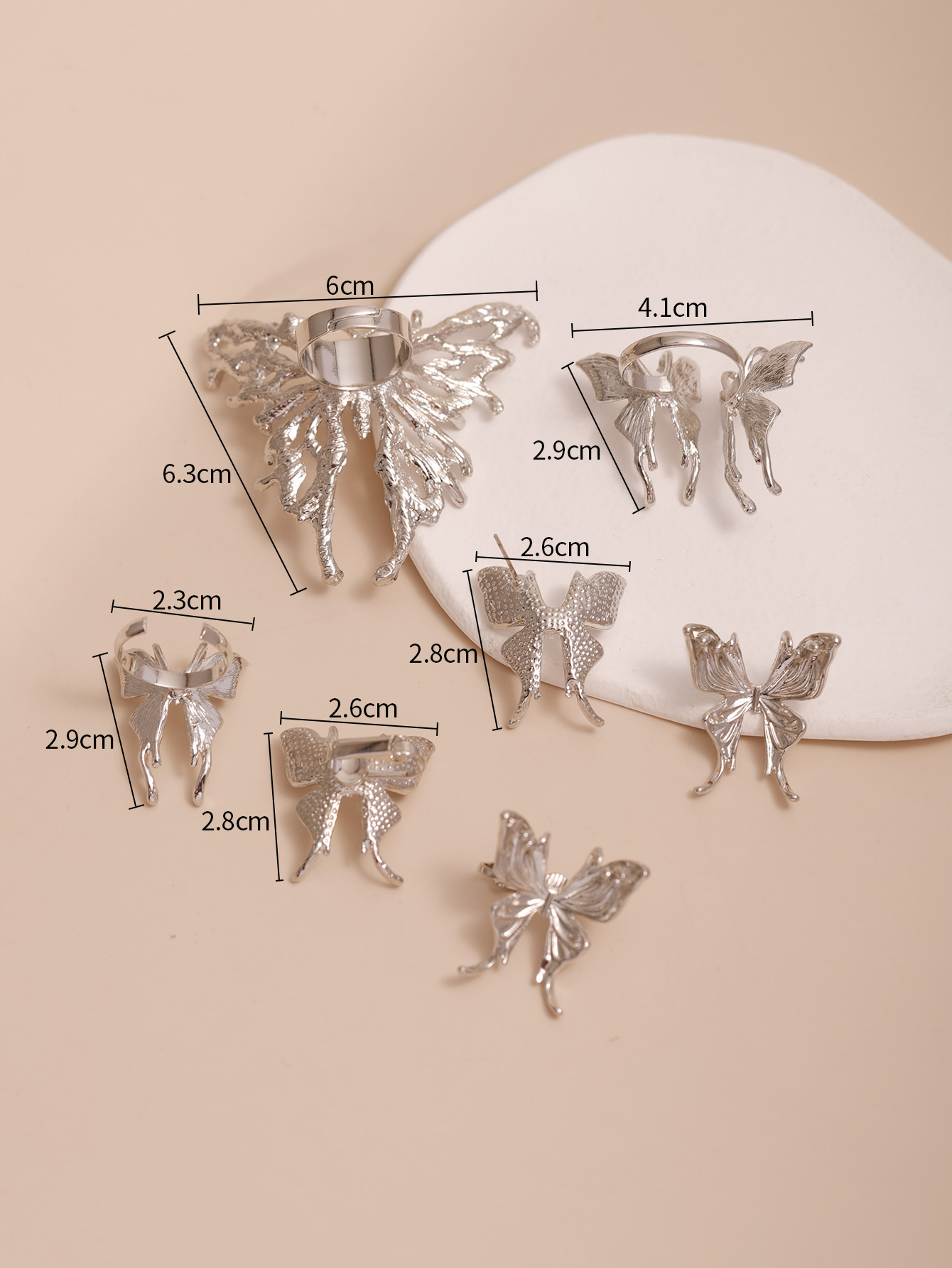 Retro Butterfly Alloy Plating Rings Earrings display picture 6