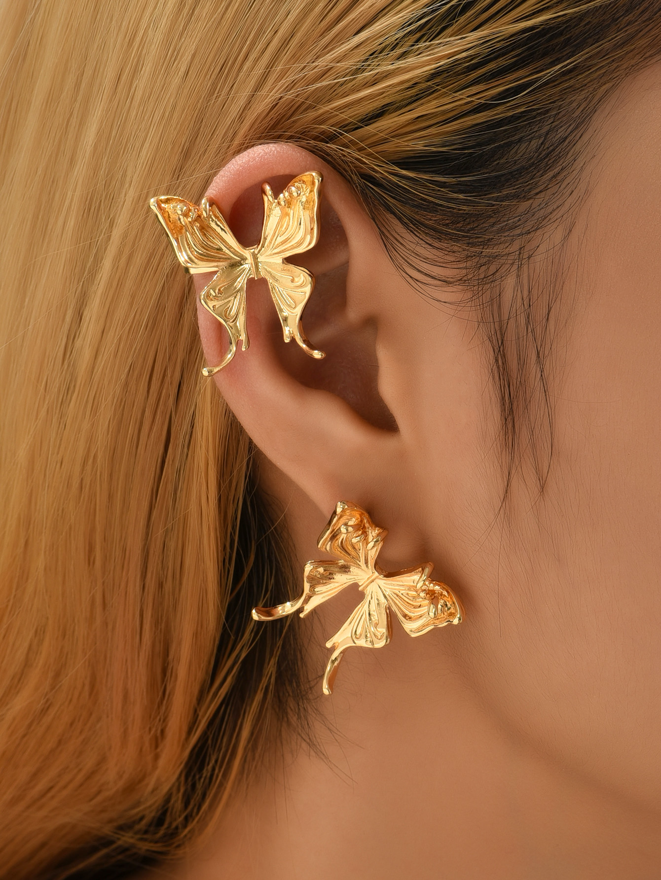 Retro Butterfly Alloy Plating Rings Earrings display picture 8