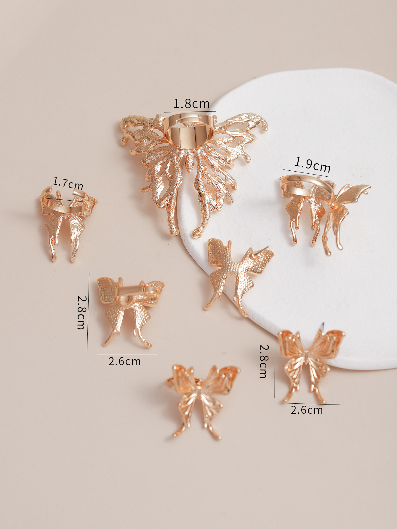 Retro Butterfly Alloy Plating Rings Earrings display picture 12