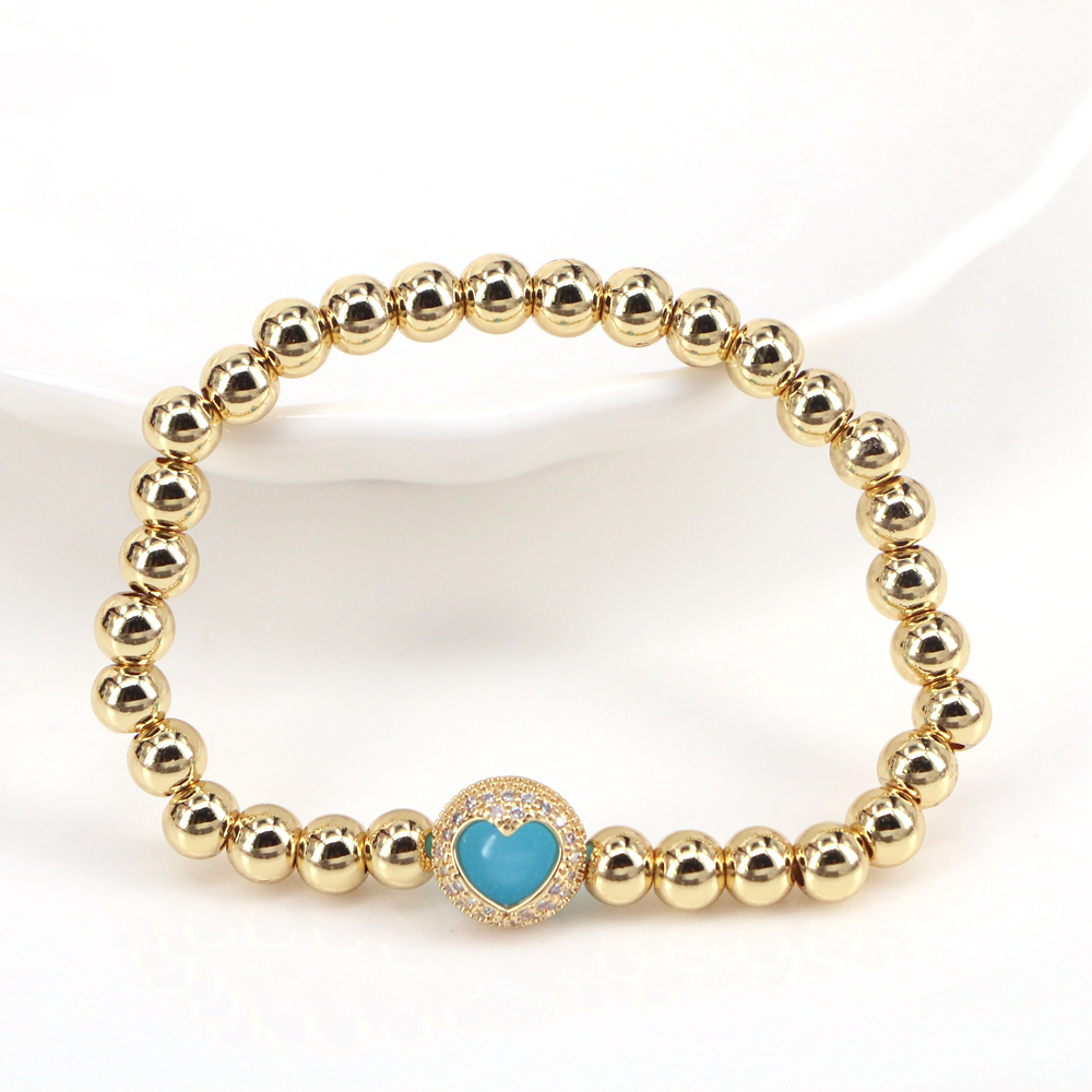 Estilo Simple Forma De Corazón Cobre Pulsera Chapado En Oro Circón Pulseras De Cobre display picture 10