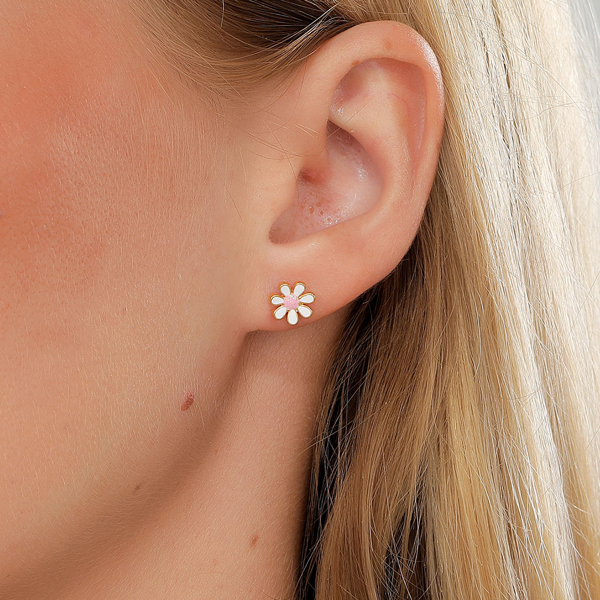 Simple Style Flower Plating 201 Stainless Steel 18K Gold Plated Ear Studs display picture 4