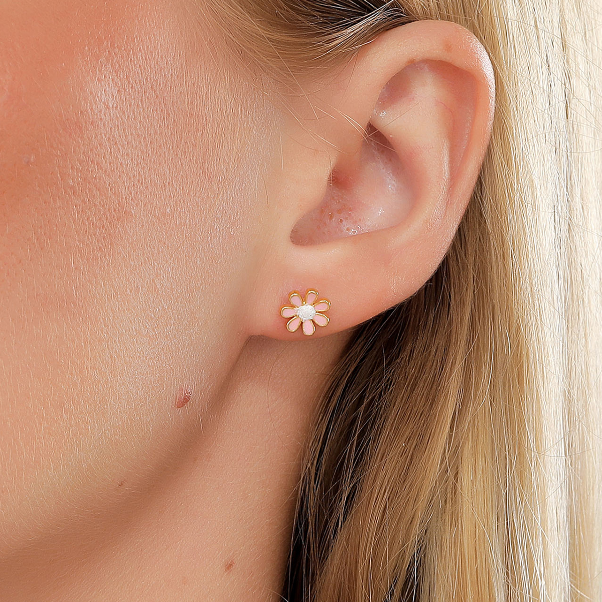 Simple Style Flower Plating 201 Stainless Steel 18K Gold Plated Ear Studs display picture 7
