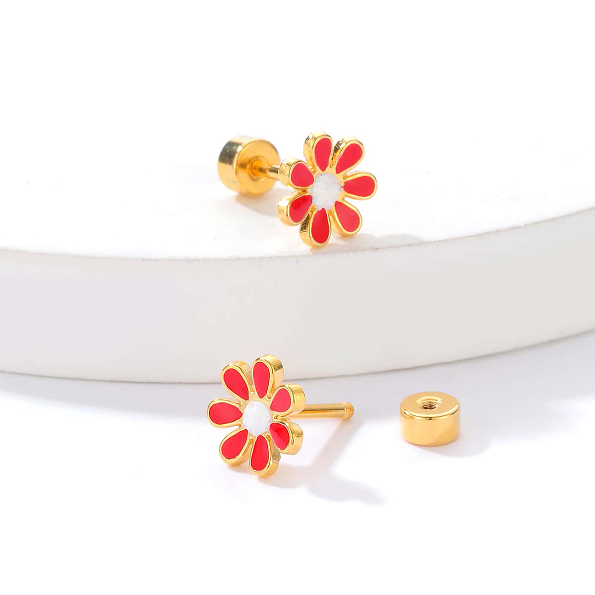 Simple Style Flower Plating 201 Stainless Steel 18K Gold Plated Ear Studs display picture 12