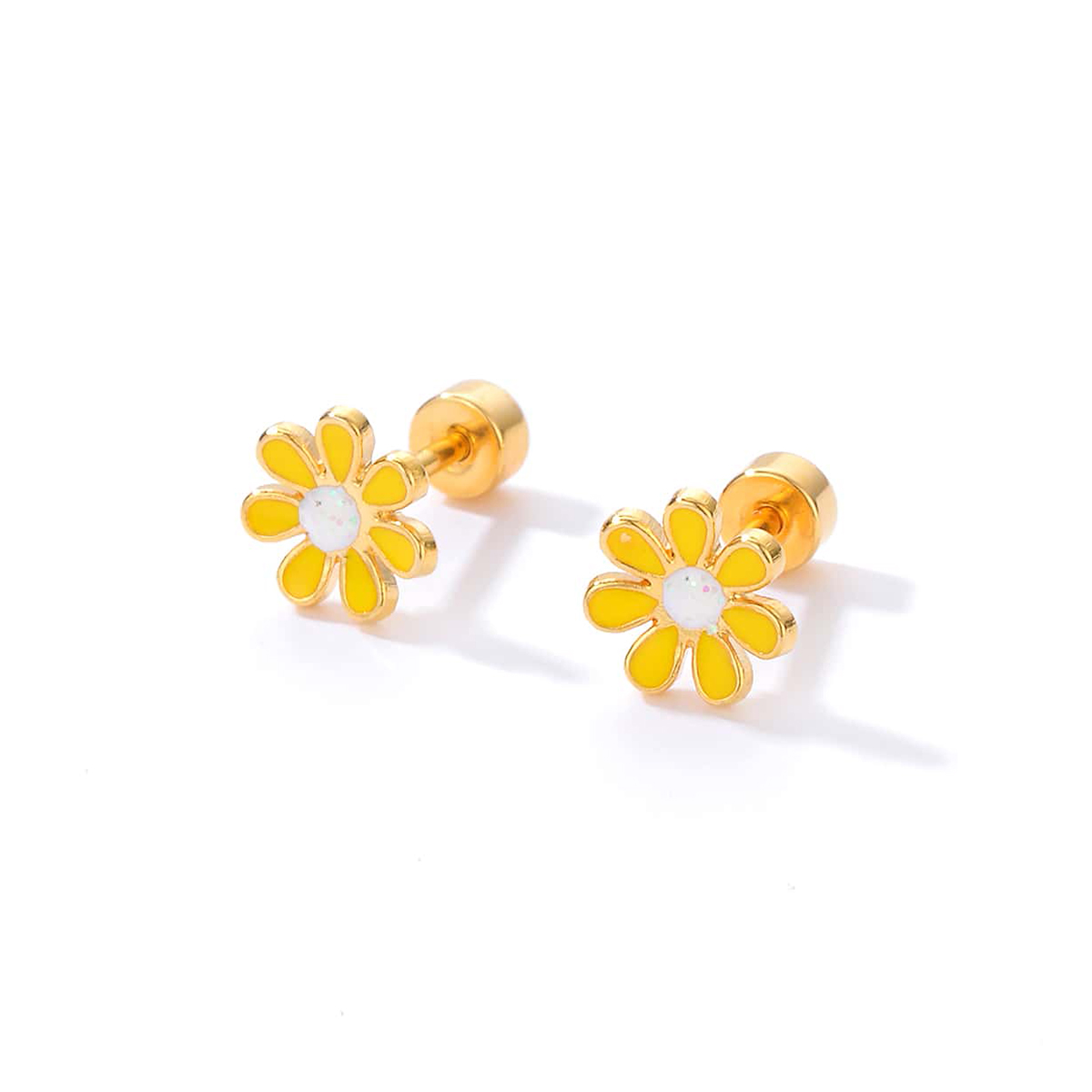 Simple Style Flower Plating 201 Stainless Steel 18K Gold Plated Ear Studs display picture 14