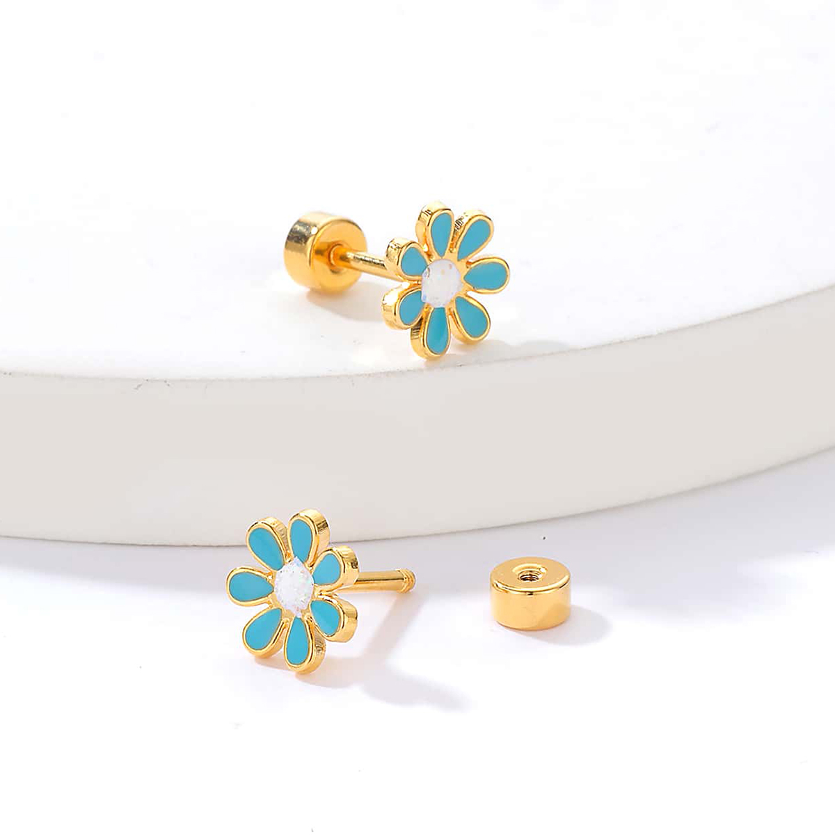 Simple Style Flower Plating 201 Stainless Steel 18K Gold Plated Ear Studs display picture 18