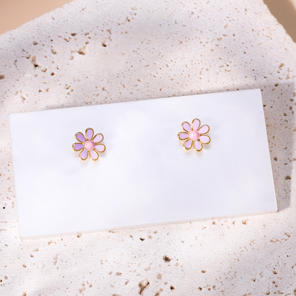 Simple Style Flower Plating 201 Stainless Steel 18K Gold Plated Ear Studs display picture 23