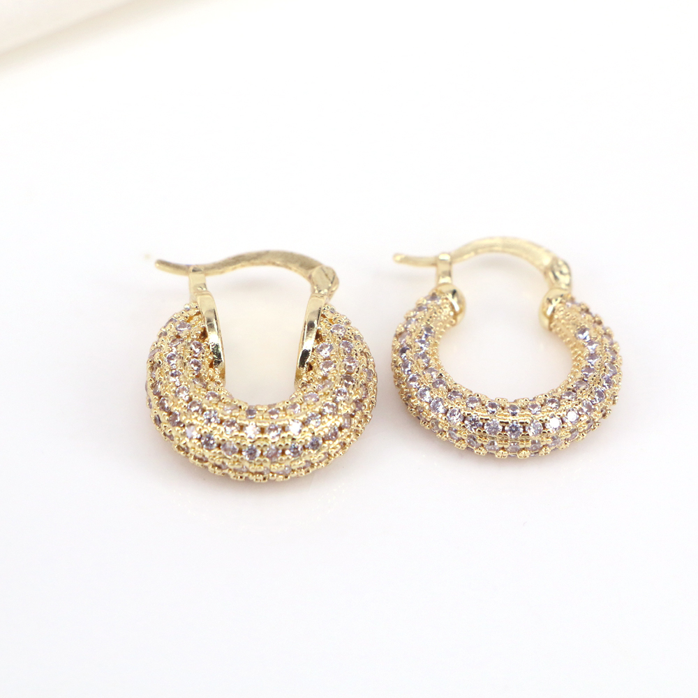 Fashion Round Copper Earrings Inlay Zircon Copper Earrings display picture 3