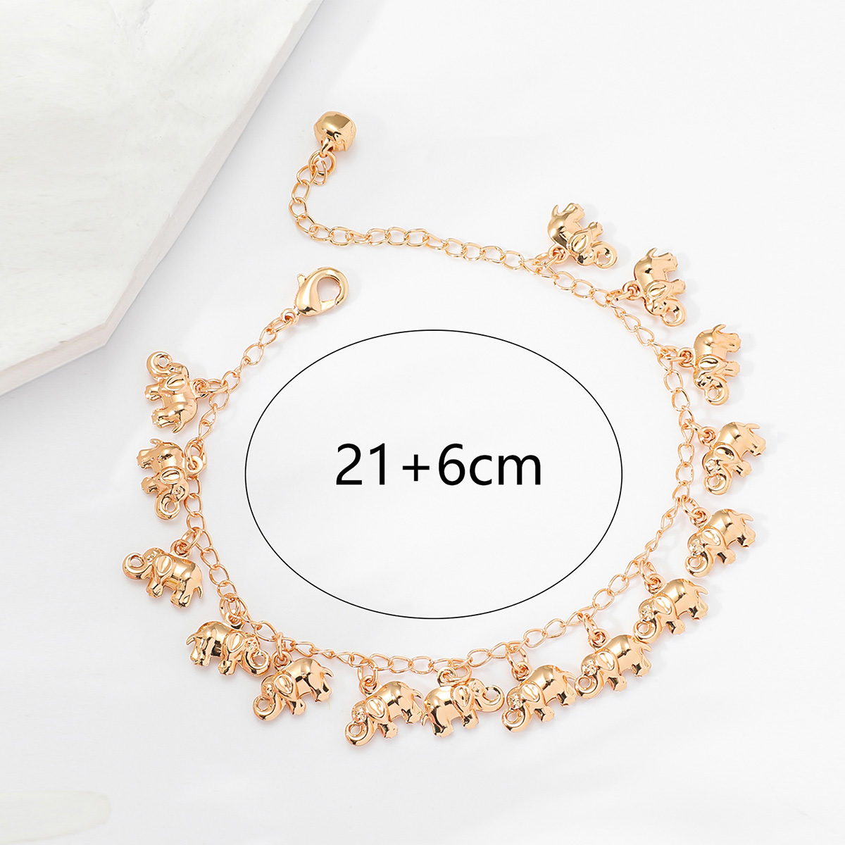 Casual Elephant Copper Gold Plated Anklet display picture 2