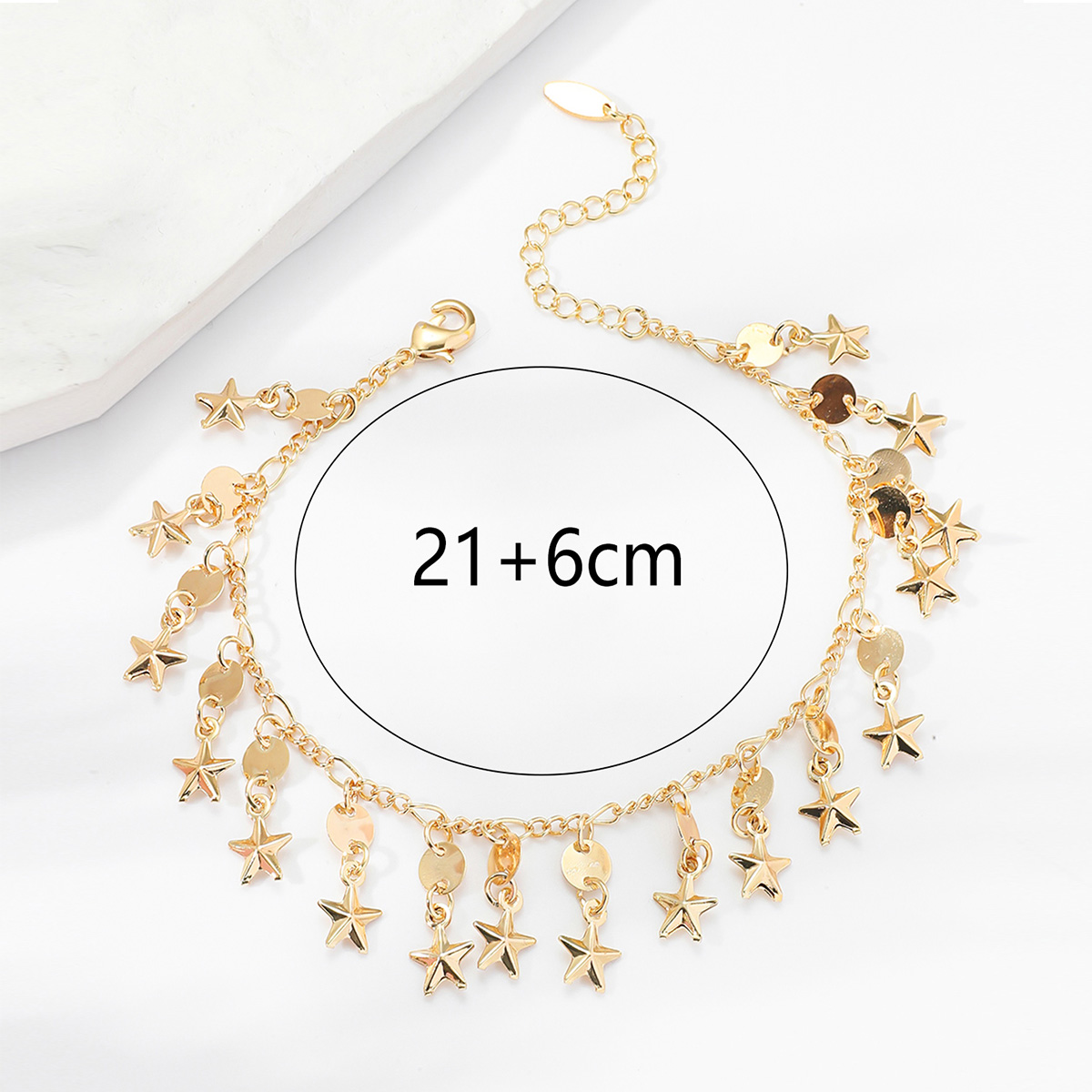 Elegant Star Copper Gold Plated Anklet display picture 2