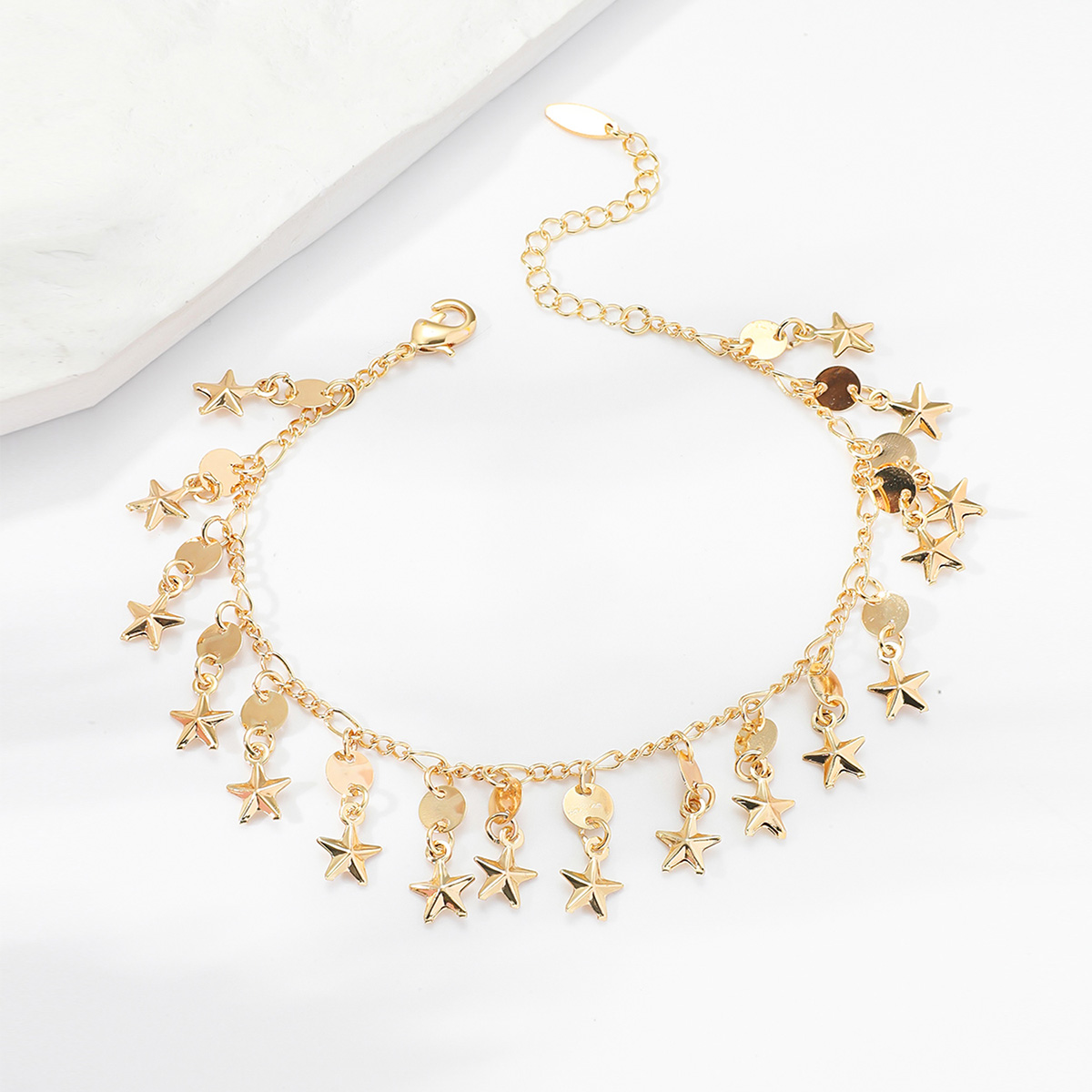 Elegant Star Copper Gold Plated Anklet display picture 3