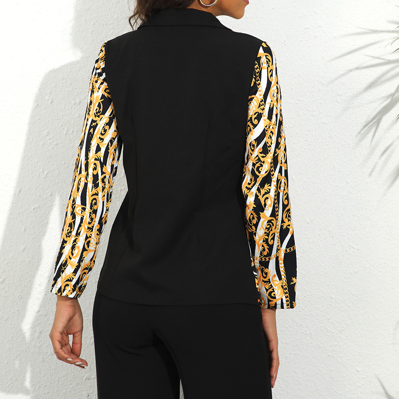 Women's Fashion Geometric Printing Single Breasted Coat Blazer display picture 1