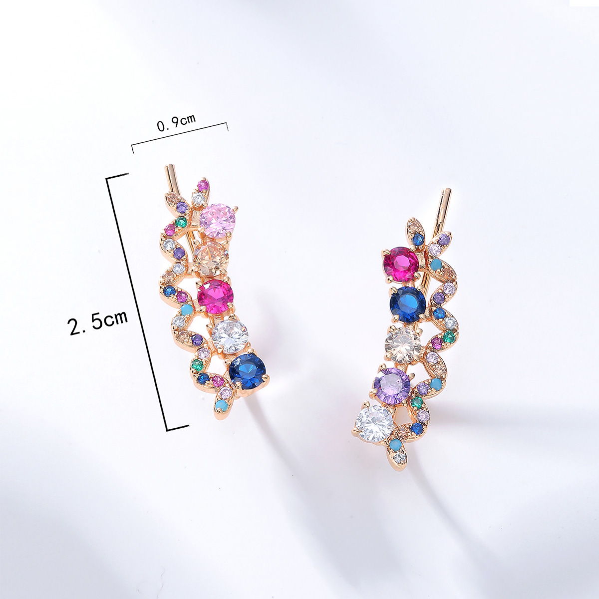 Vacation Snake Copper Ear Studs Zircon Copper Earrings display picture 1