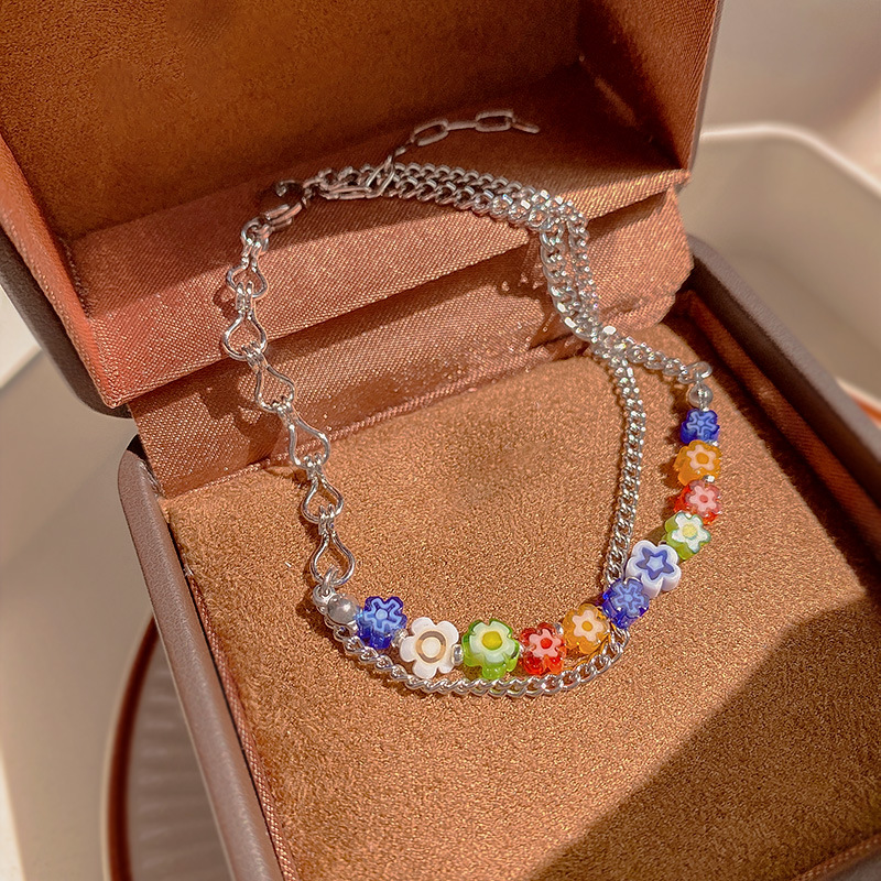 Vacances Fleur Acier Au Titane Bracelets Perles Acier Inoxydable Bracelets display picture 5