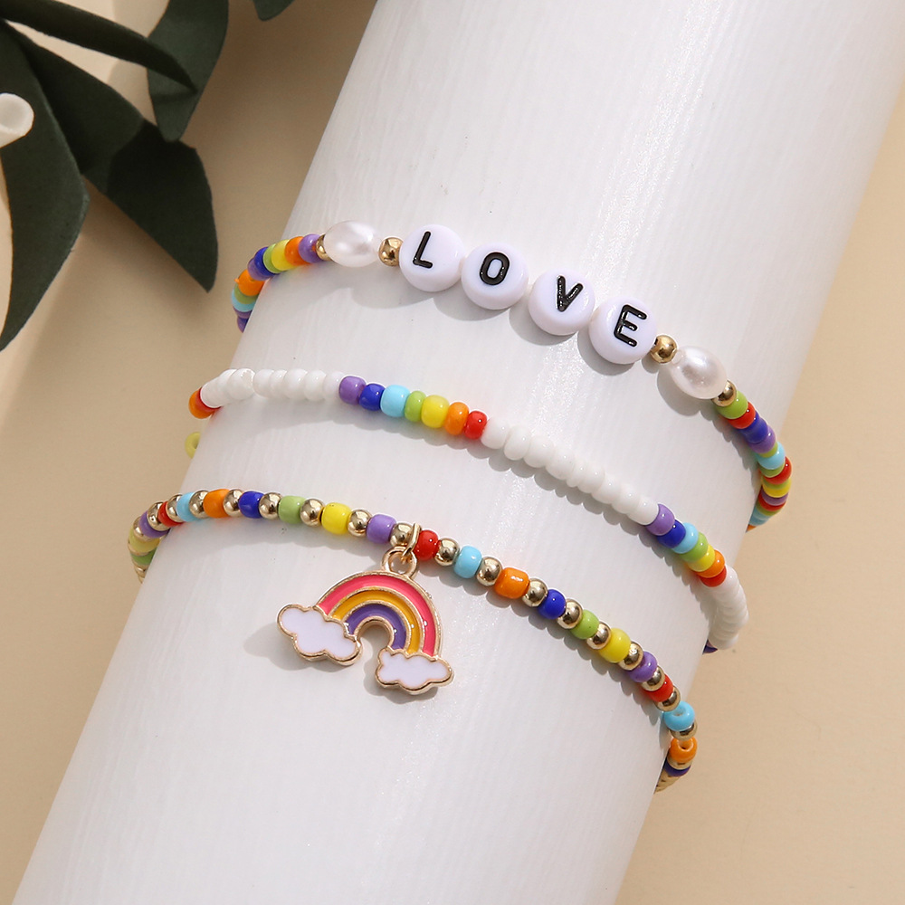 Simple Style Letter Rainbow Beaded Bracelets 1 Set display picture 3