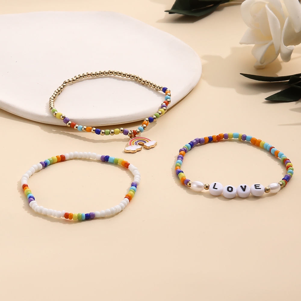 Simple Style Letter Rainbow Beaded Bracelets 1 Set display picture 4
