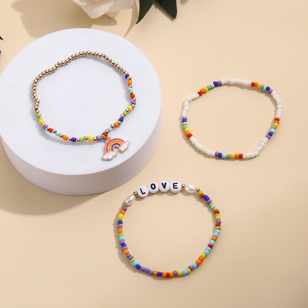 Simple Style Letter Rainbow Beaded Bracelets 1 Set display picture 5