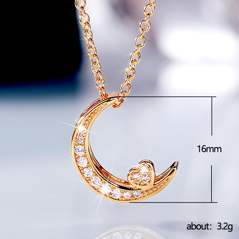 Luxurious Moon Copper Necklace Inlay Zircon Copper Necklaces display picture 14