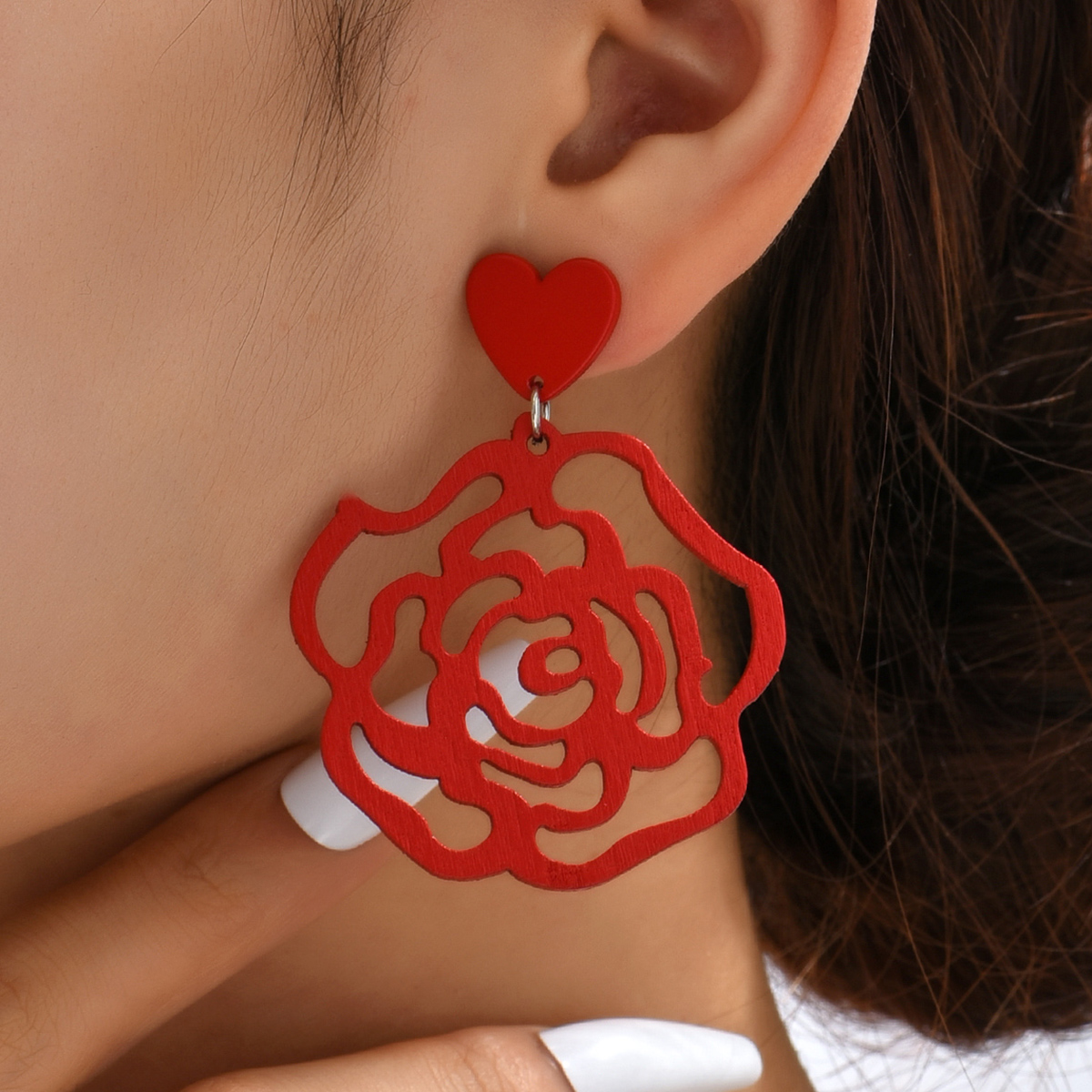 Ethnic Style Flower Wood Hollow Out Earrings display picture 8