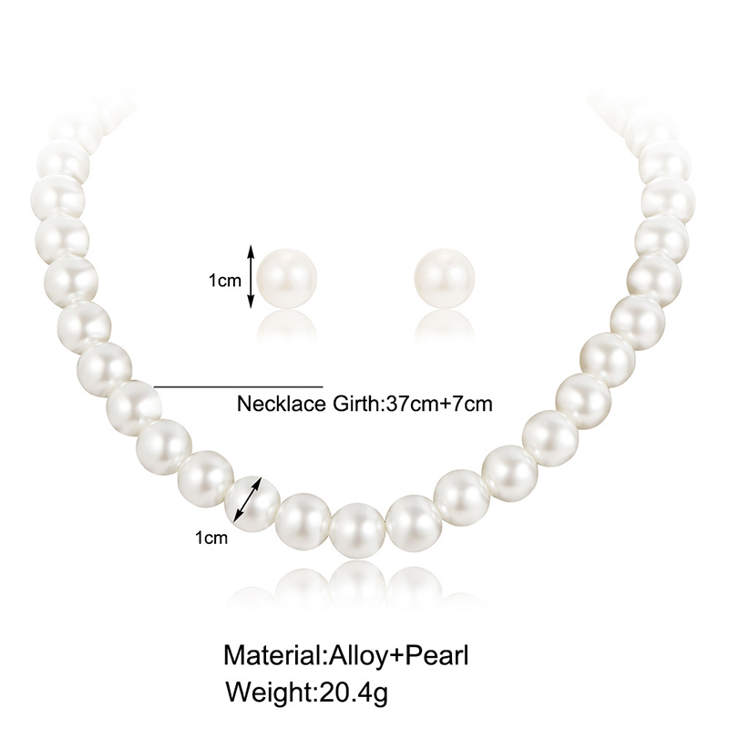 Klassischer Stil Geometrisch Imitationsperle Perlen Halskette 2-teiliges Set display picture 2