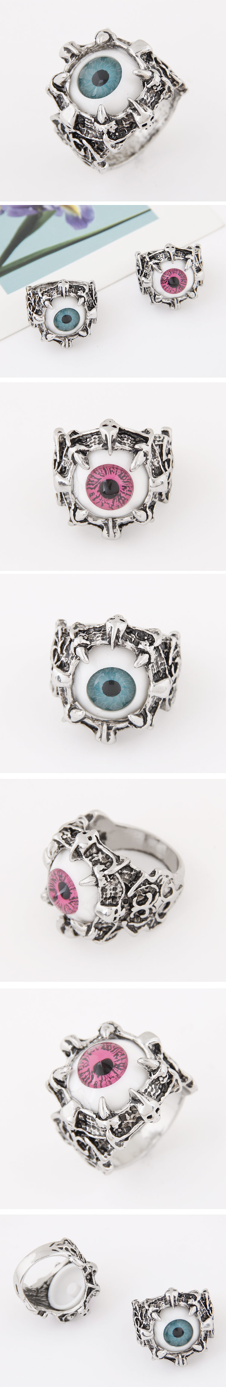 Exaggerated Devil's Eye Alloy Round Resin Rings 1 Piece display picture 1