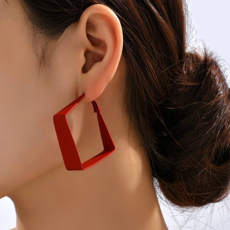 Exagerado Cuadrado Resina Aretes display picture 3