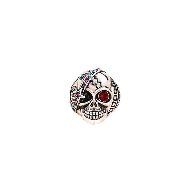Punk Skull Alloy Plating Rhinestone Rings 1 Piece display picture 1