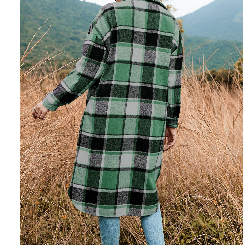 Women's Casual Plaid Pocket Button Single Breasted Coat Coat display picture 5