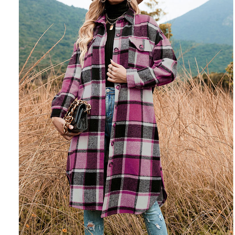 Women's Casual Plaid Pocket Button Single Breasted Coat Coat display picture 2