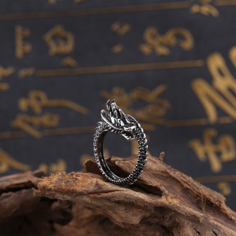 Retro Dragon Alloy Plating Open Ring 1 Piece display picture 1