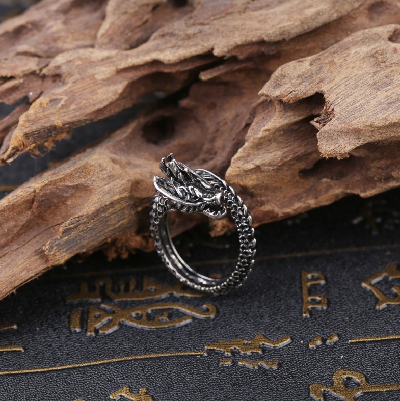 Retro Dragon Alloy Plating Open Ring 1 Piece display picture 6