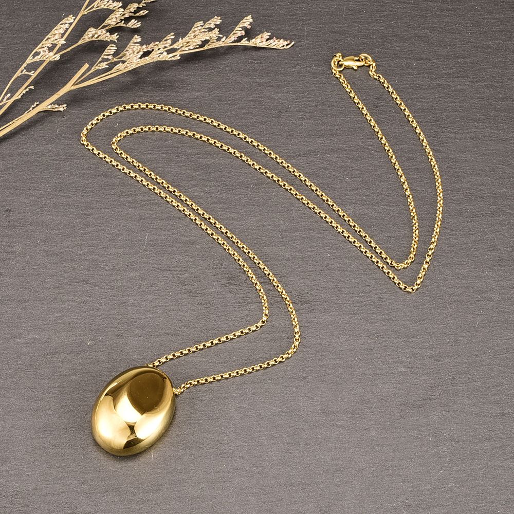 Simple Style Oval Titanium Steel Sweater Chain Plating Stainless Steel Necklaces display picture 3