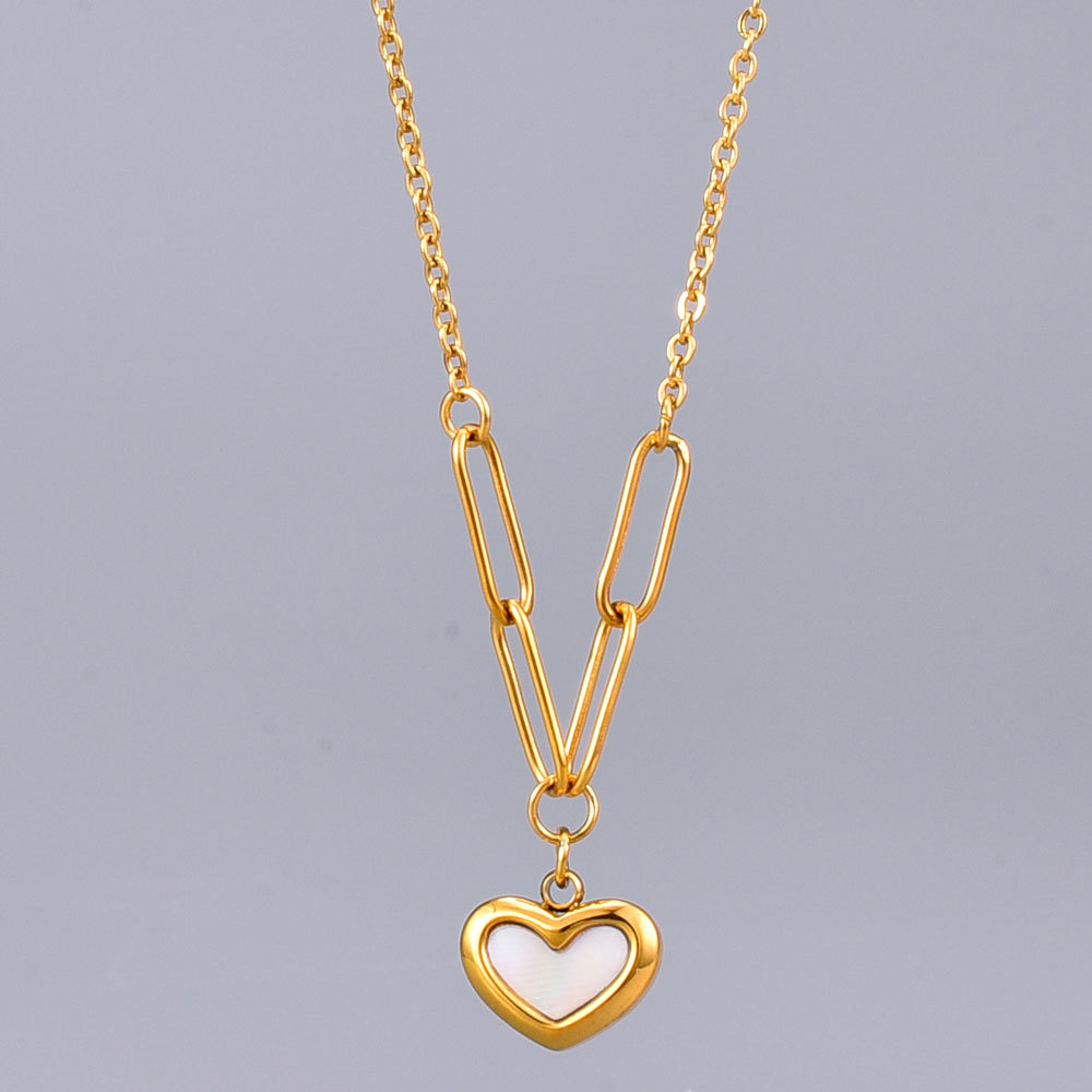 Fashion Heart Shape Titanium Steel Pendant Necklace Plating Shell Stainless Steel Necklaces display picture 2